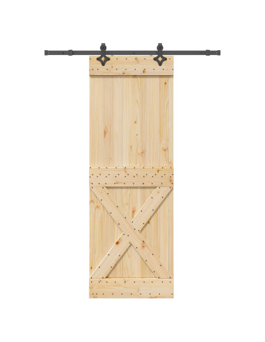 Porta scorrevole NARVIK Naturale e Nero 80 x 210 cm (152,5 cm)