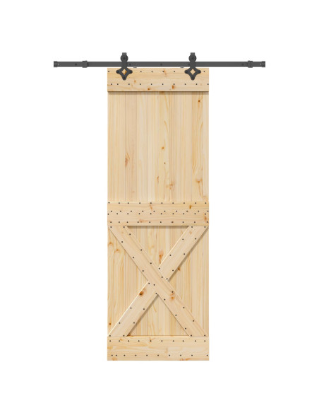 Porta scorrevole NARVIK Naturale e Nero 80 x 210 cm (152,5 cm)