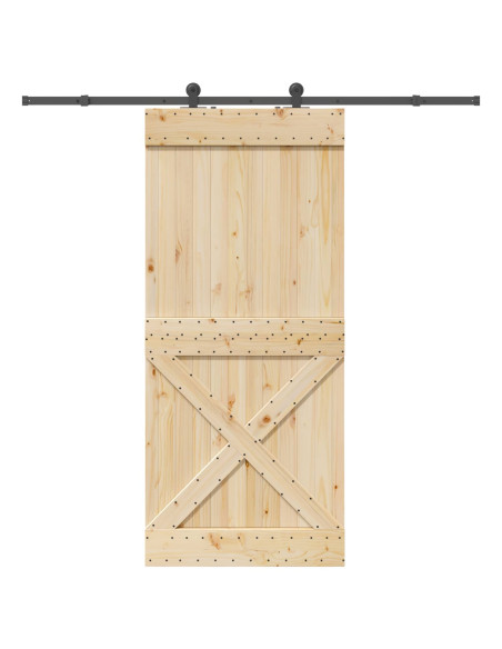 Porta scorrevole NARVIK Naturale e Nero 100 x 210 cm (213,5 cm)
