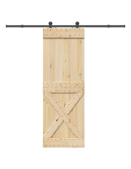 Porta scorrevole NARVIK Naturale e Nero 80 x 210 cm (213,5 cm)