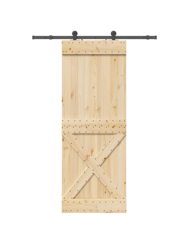 Porta scorrevole NARVIK Naturale e Nero 85 x 210 cm (152,5 cm)