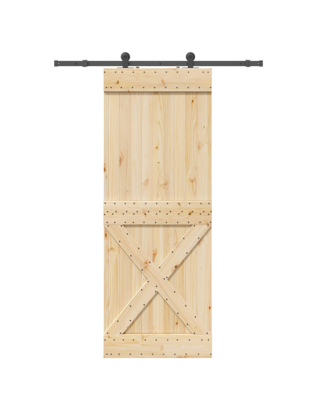 Porta scorrevole NARVIK Naturale e Nero 85 x 210 cm (152,5 cm)