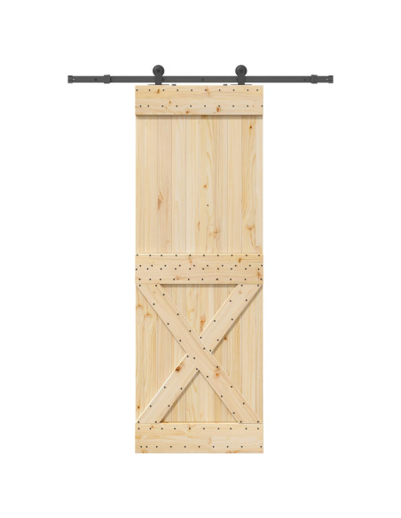 Porta scorrevole NARVIK Naturale e Nero 80 x 210 cm (152,5 cm)