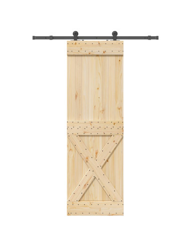 Porta scorrevole NARVIK Naturale e Nero 70 x 210 cm (152,5 cm)