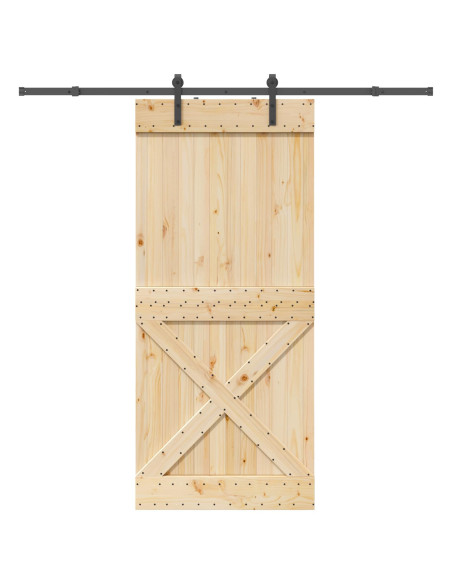 Porta scorrevole NARVIK Naturale e Nero 100 x 210 cm (213,5 cm)