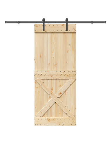 Porta scorrevole NARVIK Naturale e Nero 95 x 210 cm (213,5 cm)