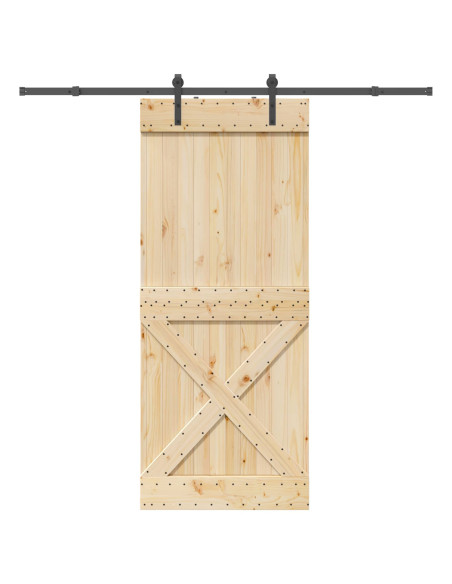 Porta scorrevole NARVIK Naturale e Nero 95 x 210 cm (213,5 cm)