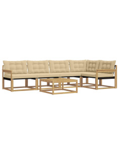 Set di divani da esterno 6 pcs Bianco e Beige 79 x 79 x 37 cm 2