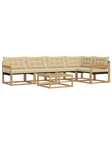 Set di divani da esterno 6 pcs Bianco e Beige 79 x 79 x 37 cm