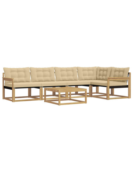Set di divani da esterno 6 pcs Bianco e Beige 79 x 79 x 37 cm