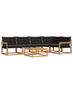 Set di divani da esterno 6 pcs Bianco e Nero 79 x 79 x 37 cm 2