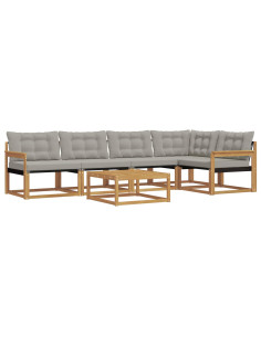 Set di divani da esterno 6 pcs Bianco e Grigio Chiaro 2