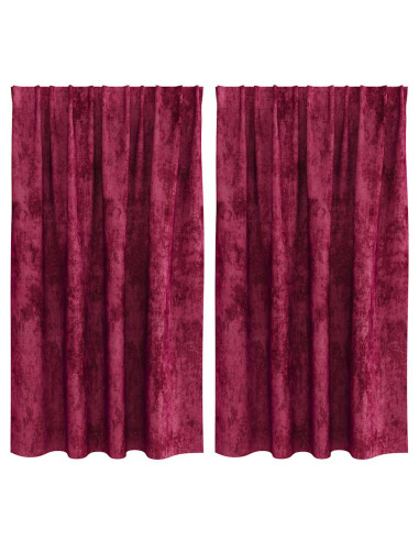 Tende in Velluto 2 pcs Rosso vino 140 x 140 cm Velluto