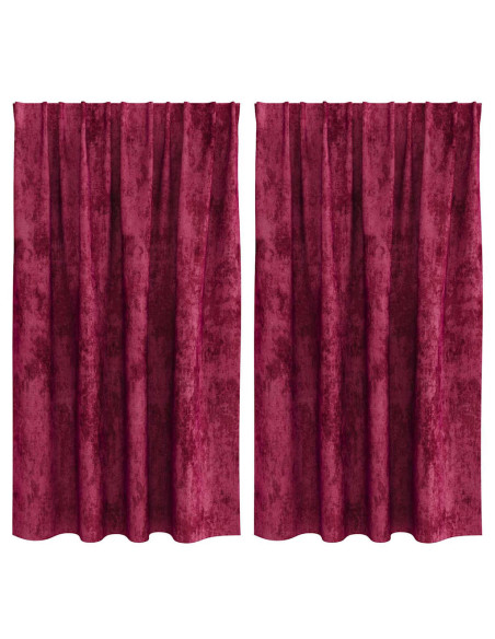Tende in Velluto 2 pcs Rosso vino 140 x 140 cm Velluto