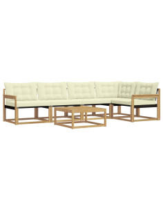 Set di divani da esterno 6 pcs Bianco e Crema 79 x 79 x 37 cm 2