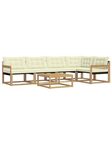 Set di divani da esterno 6 pcs Bianco e Crema 79 x 79 x 37 cm