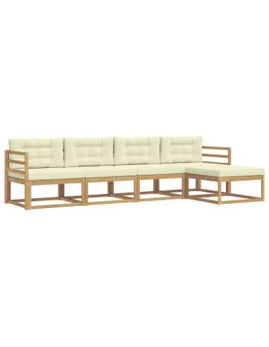 Set di divani da esterno 4 pcs Bianco e Crema Poliestere