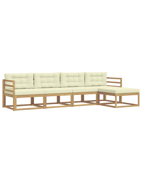 Set di divani da esterno 4 pcs Bianco e Crema Poliestere