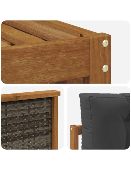 Set di divani da esterno con cuscino 5 pcs Naturale e Antracite