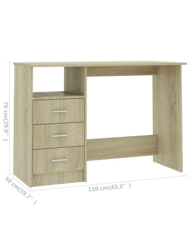 Scrivania Cassetti Rovere Sonoma 120x50x76 cm Legno Multistrato