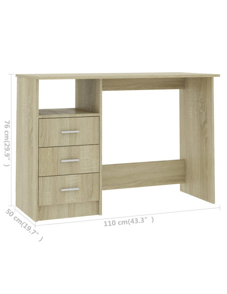 Scrivania Cassetti Rovere Sonoma 120x50x76 cm Legno Multistrato