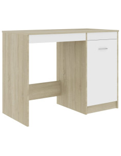 Scrivania Bianca e Rovere Sonoma 100x50x76 cm Legno Multistrato 2