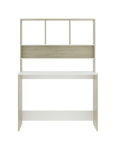 Scrivania e Ripiani Bianco Rovere Sonoma 110x45x157 Multistrato
