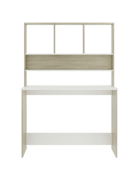 Scrivania e Ripiani Bianco Rovere Sonoma 110x45x157 Multistrato