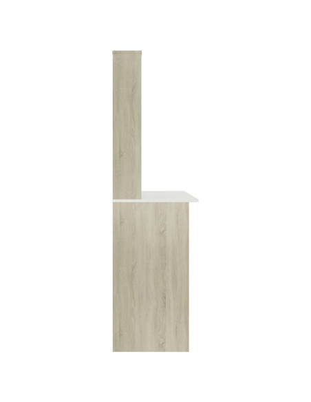 Scrivania e Ripiani Bianco Rovere Sonoma 110x45x157 Multistrato