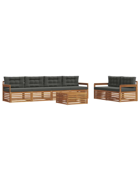Set di divani da esterno con cuscino 7 pcs Naturale e Antracite