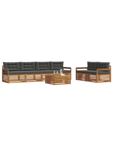 Set di divani da esterno con cuscino 7 pcs Naturale e Antracite