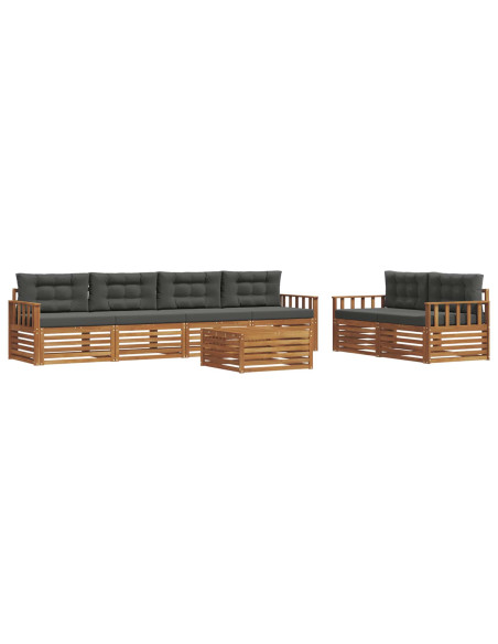 Set di divani da esterno con cuscino 7 pcs Naturale e Antracite