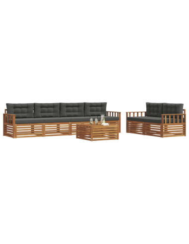 Set di divani da esterno con cuscino 7 pcs Naturale e Antracite