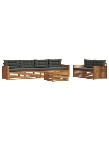 Set di divani da esterno con cuscino 7 pcs Naturale e Antracite