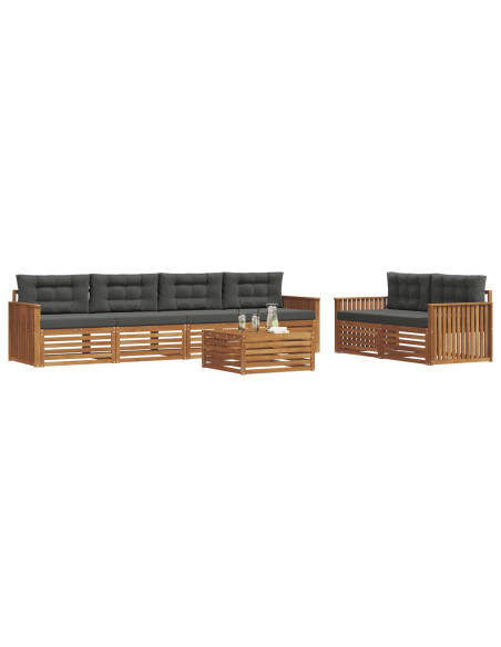 Set di divani da esterno con cuscino 7 pcs Naturale e Antracite