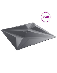 Pannelli da parete 48 pcs Grigio Stella 50 x 50 cm Schiuma XPS 2
