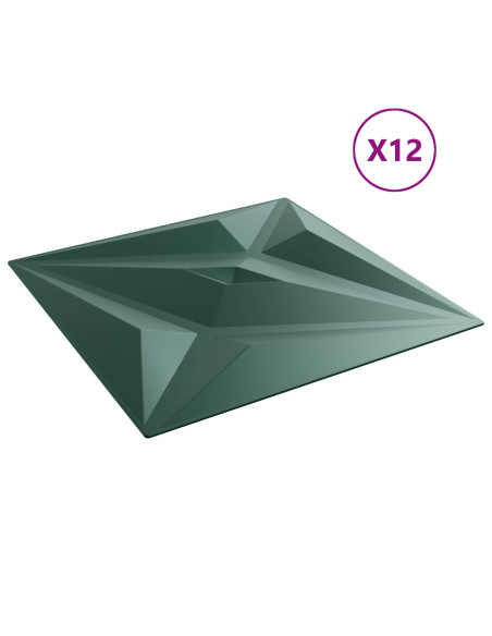 Pannelli da parete 12 pcs Verde Stella 50 x 50 cm Schiuma XPS
