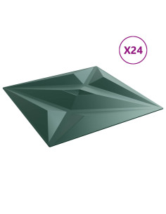 Pannelli da parete 24 pcs Verde Stella 50 x 50 cm Schiuma XPS 2