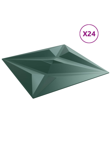 Pannelli da parete 24 pcs Verde Stella 50 x 50 cm Schiuma XPS