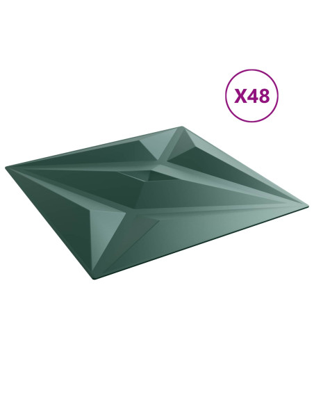 Pannelli da parete 48 pcs Verde Stella 50 x 50 cm Schiuma XPS