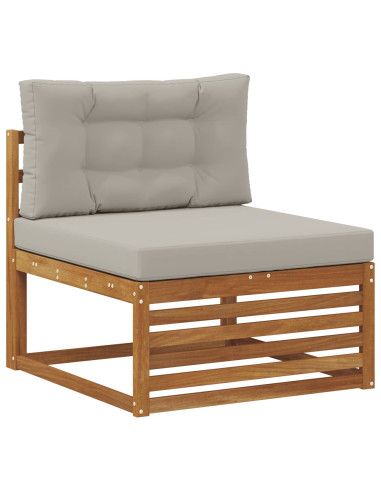 Set di divani da esterno 3 pcs Naturale e Grigio Chiaro