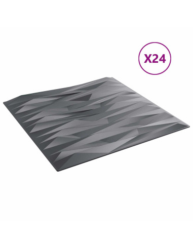 Pannelli da parete 24 pcs Grigio pietra 50 x 50 cm Schiuma XPS