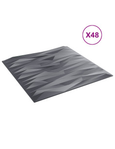 Pannelli da parete 48 pcs Grigio pietra 50 x 50 cm Schiuma XPS 2