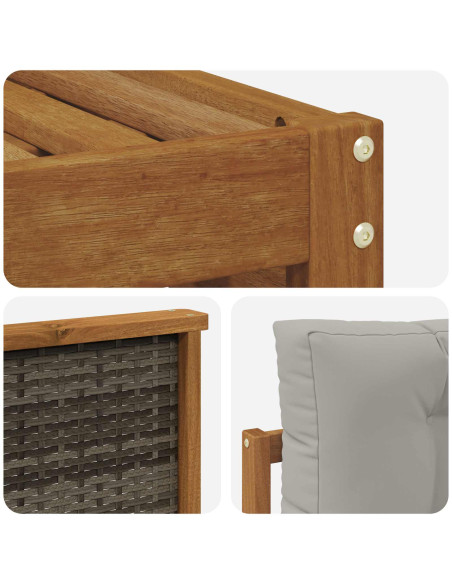Set di divani da esterno 5 pcs Naturale e Grigio Chiaro