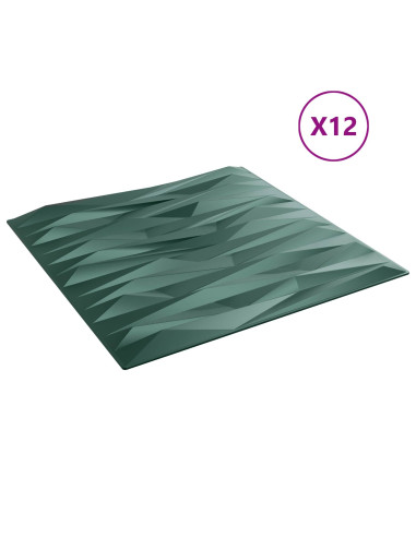 Pannelli da parete 12 pcs Verde pietra 50 x 50 cm Schiuma XPS