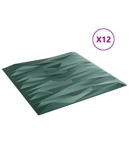 Pannelli da parete 12 pcs Verde pietra 50 x 50 cm Schiuma XPS