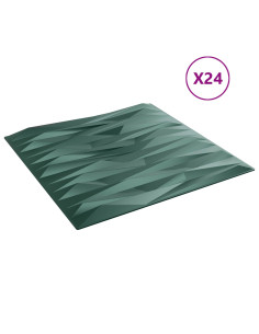 Pannelli da parete 24 pcs Verde pietra 50 x 50 cm Schiuma XPS 2