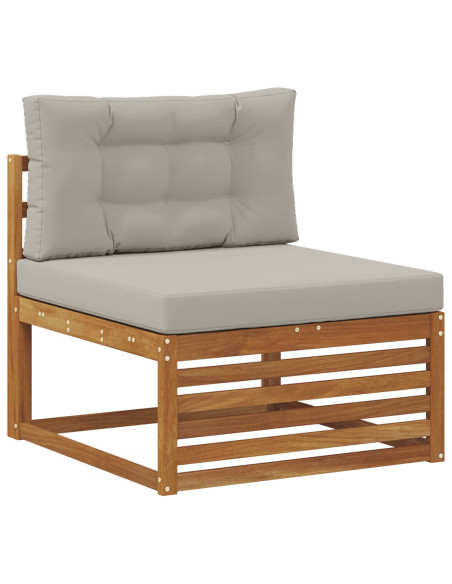 Set di divani da esterno 5 pcs Naturale e Grigio Chiaro