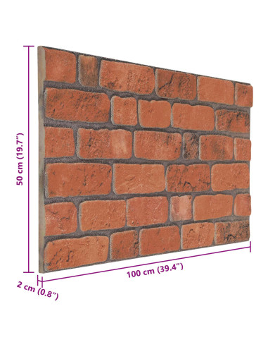Pannelli da parete 10 pcs Terracotta 100 x 50 cm Schiuma EPS