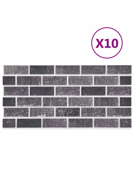 Pannelli da parete 10 pcs Nero e Grigio 100 x 50 cm Schiuma EPS